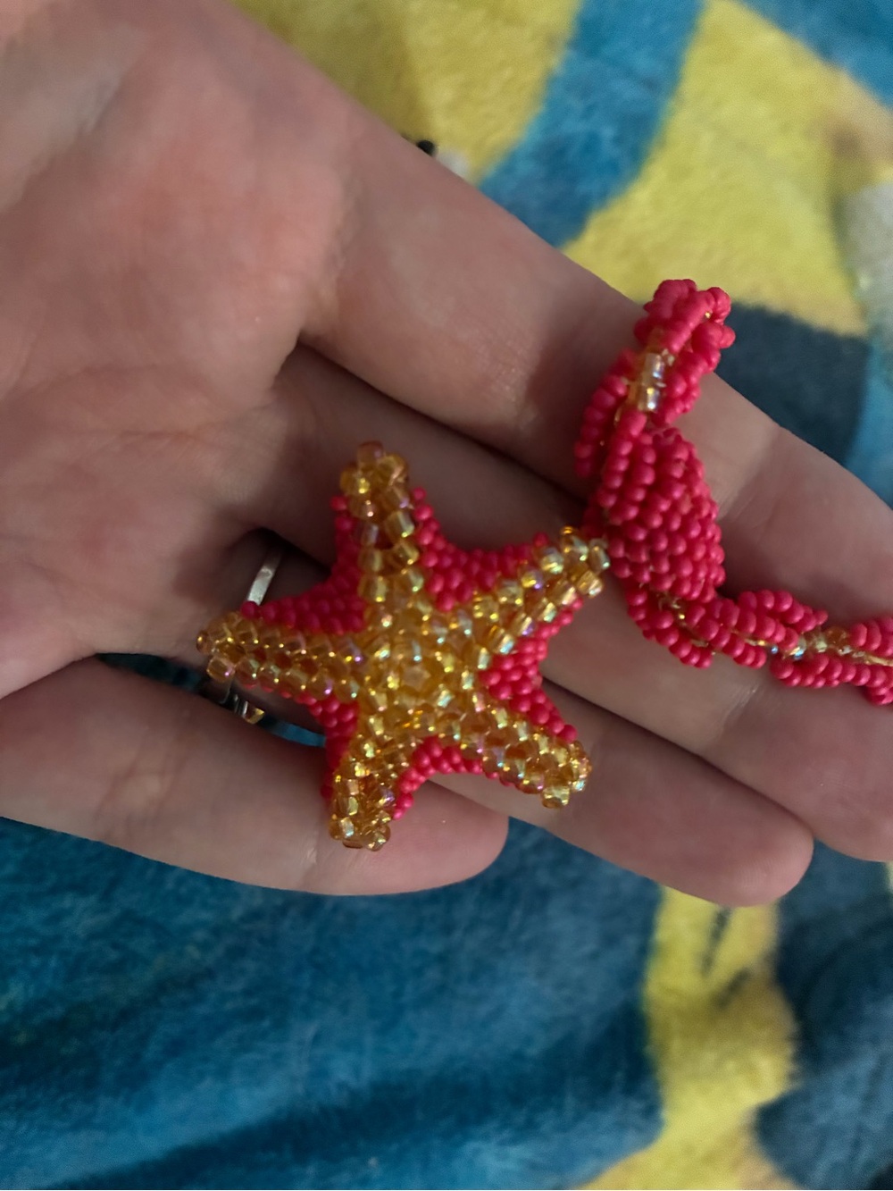 Beaded Starfish Necklace and Gemstone Bracelet Set - handmade - Picture 3 of 4